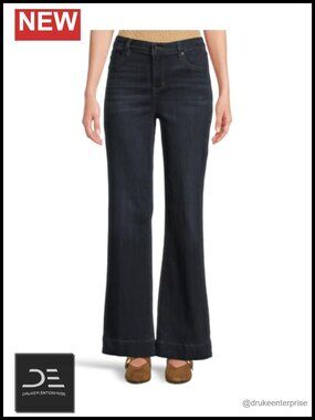 Bootcut Jeans Wide Hem Mid Rise Stretch Denim